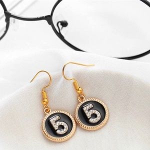 Rhinestone Stud Number 5 High Fashion Earrings